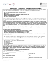 Form HCA22-855 Health Home - Adolescent Information-Sharing Consent - Washington