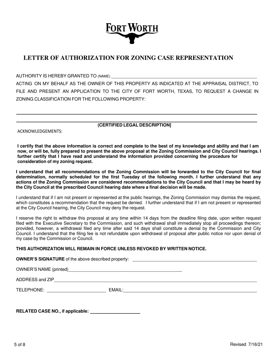 Application to Amend the Zoning Ordinance / Site Plan - City of Fort Worth, Texas, Page 5