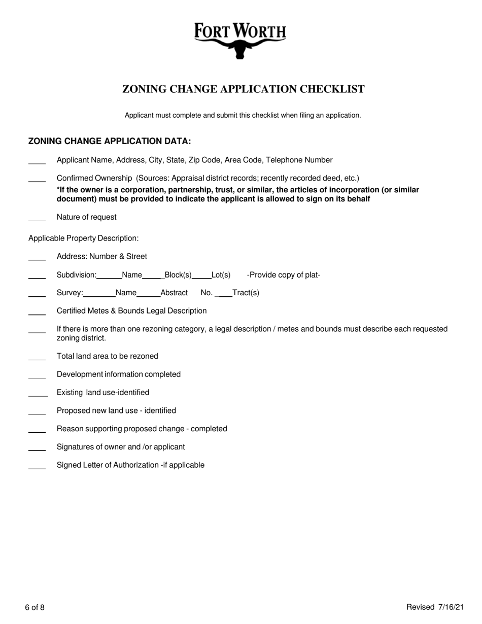 Application to Amend the Zoning Ordinance / Site Plan - City of Fort Worth, Texas, Page 6