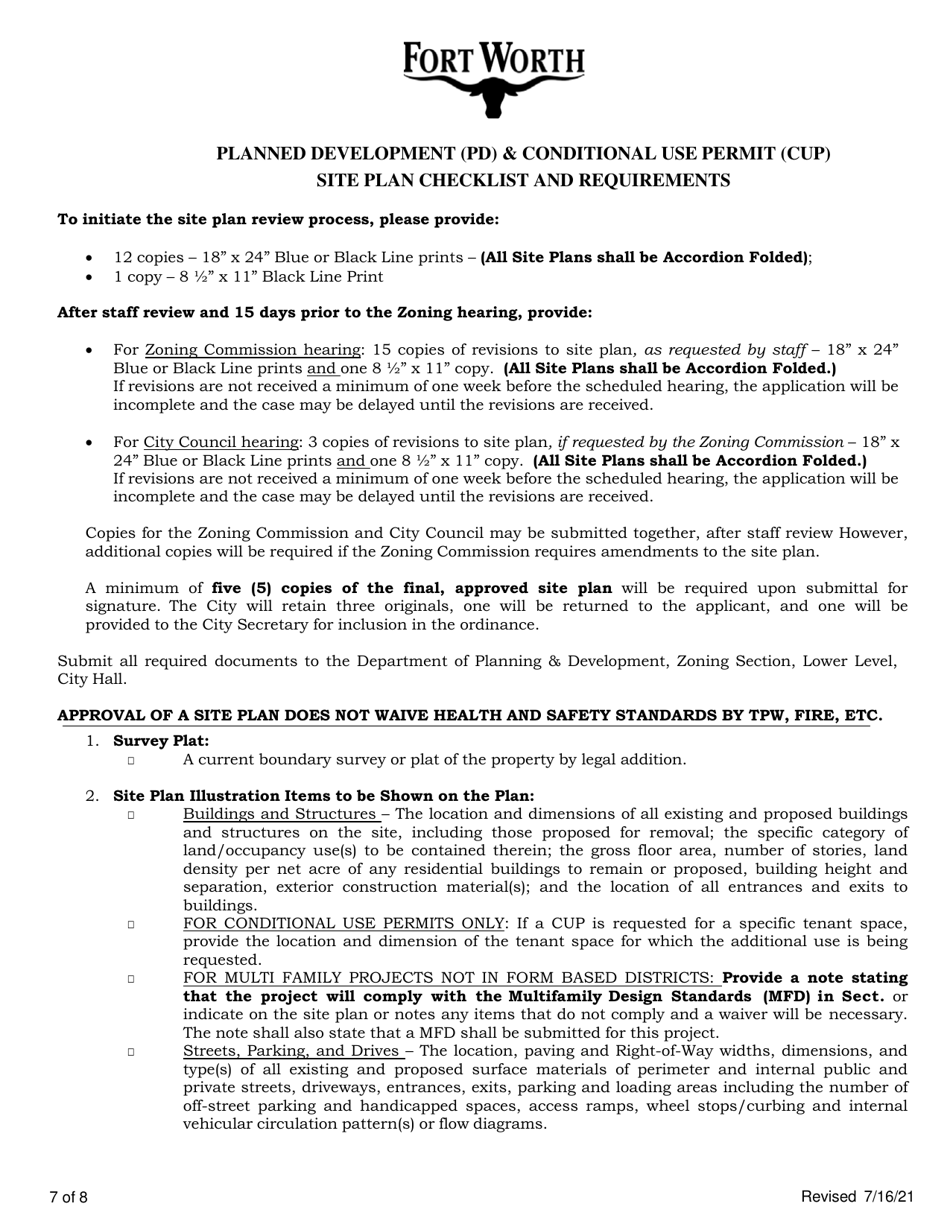 Application to Amend the Zoning Ordinance / Site Plan - City of Fort Worth, Texas, Page 7