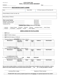 Document preview: Form PPB-5 Pistol/Revolver License Amendment - Westchester County, New York