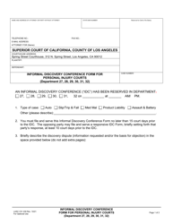 Document preview: Form LACIV239 Informal Discovery Conference Form for Personal Injury Courts - County of Los Angeles, California