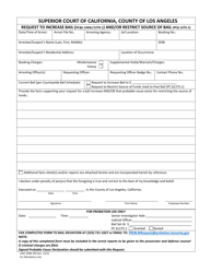 Document preview: Form CRIM205 Request to Increase Bail (Pc 1269c/1270.1) and/or Restrict Source of Bail (Pc 1275.1) - County of Los Angeles, California