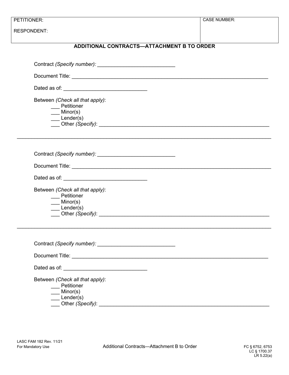 Form FAM182 Attachment B - Fill Out, Sign Online And Download Fillable ...