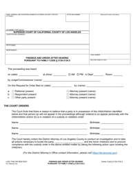 Form FAM206 &quot;Findings and Order After Hearing Pursuant to Family Code 3130-3134.5&quot; - County of Los Angeles, California