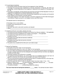 Form FAM070 Home Court Family Code Section 217 Hearing/Trial Setting Conference Orders - County of Los Angeles, California, Page 2
