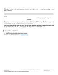 Form FAM119 Post-judgment Request for Order Case Management Statement - County of Los Angeles, California, Page 2