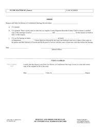 Form FAM171 Request and Order for Release of Confidential Marriage Record - County of Los Angeles, California, Page 2