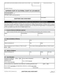 Form CK058 Adoptions Case Cover Sheet - County of Los Angeles, California