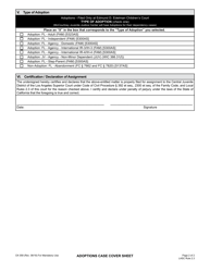 Form CK058 Adoptions Case Cover Sheet - County of Los Angeles, California, Page 2