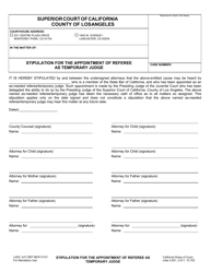 Form DEP061 &quot;Stipulation for the Appointment of Referee as Temporary Judge&quot; - County of Los Angeles, California