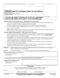 Form LASC TRAF051 &quot;Petition and Order to Reduce or Vacate Civil Assessments or Ablility to Pay Determination&quot; - County of Los Angeles, California