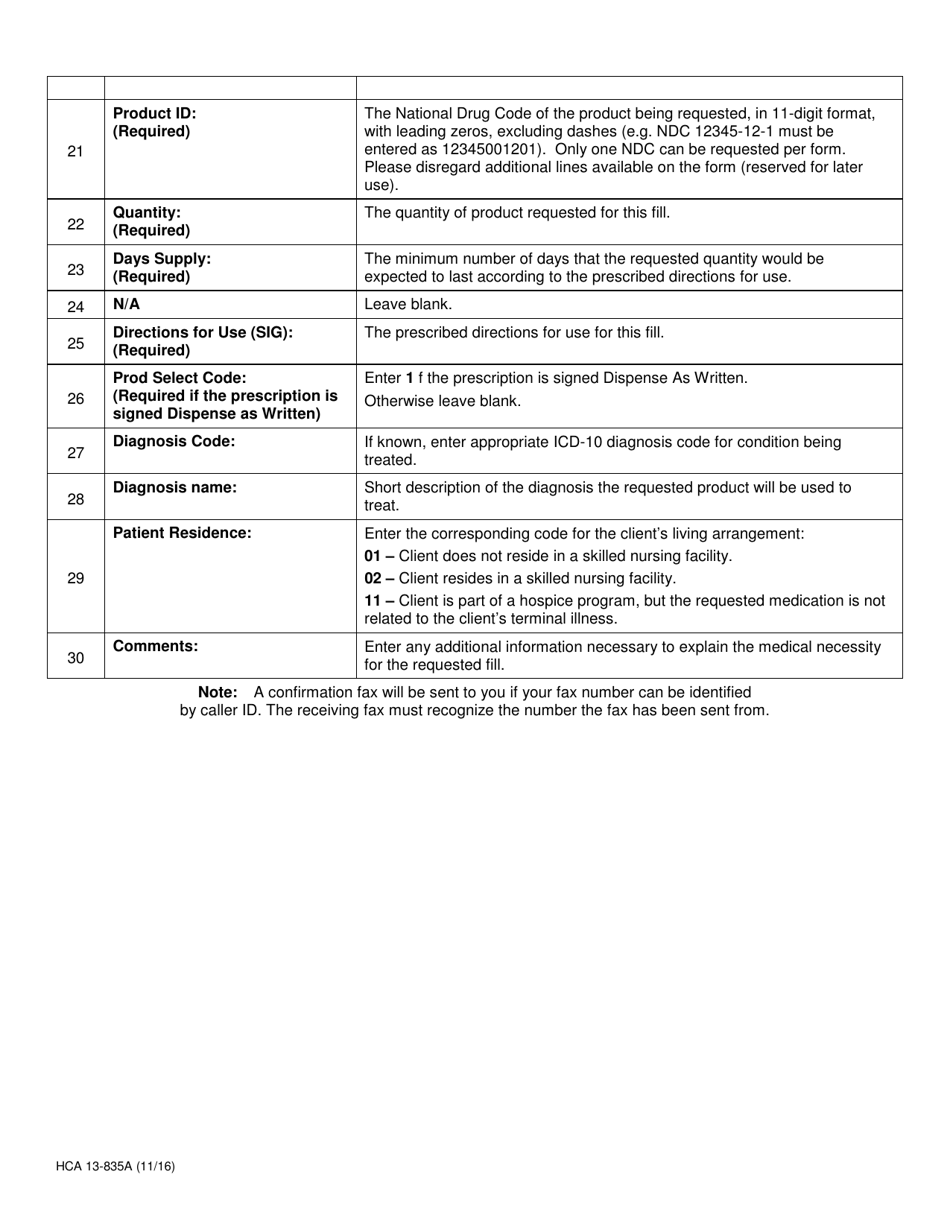Form HCA13-835A Pharmacy Information Authorization - Washington, Page 3