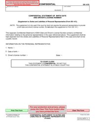 Document preview: Form DE-147S Confidential Statement of Birth Date and Driver's License Number - Supplement to Duties and Liabilities of Personal Representative - California