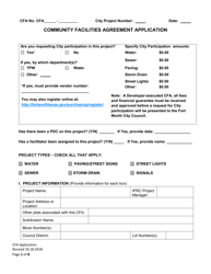 Document preview: Community Facilities Agreement Application - City of Fort Worth, Texas