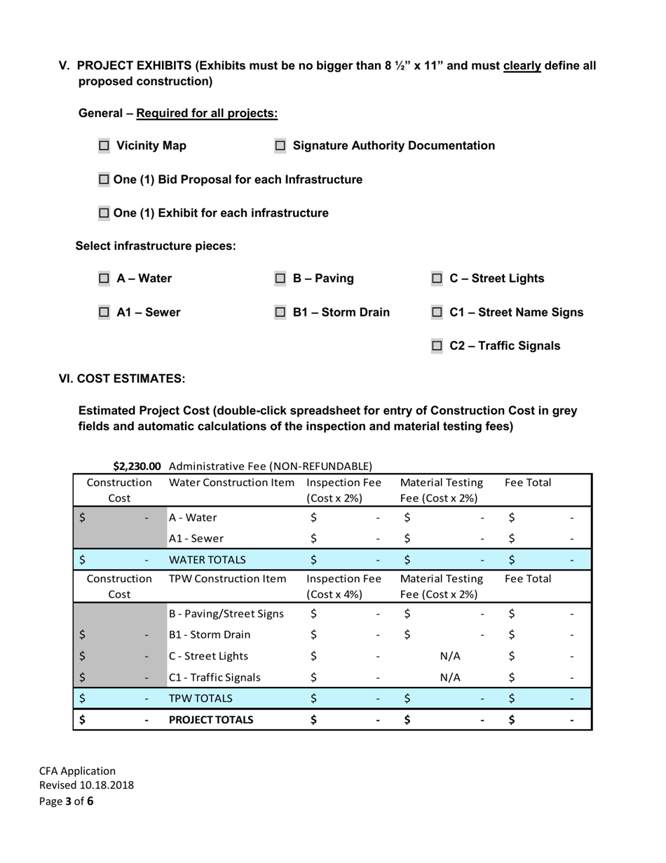 Community Facilities Agreement Application - City of Fort Worth, Texas, Page 3