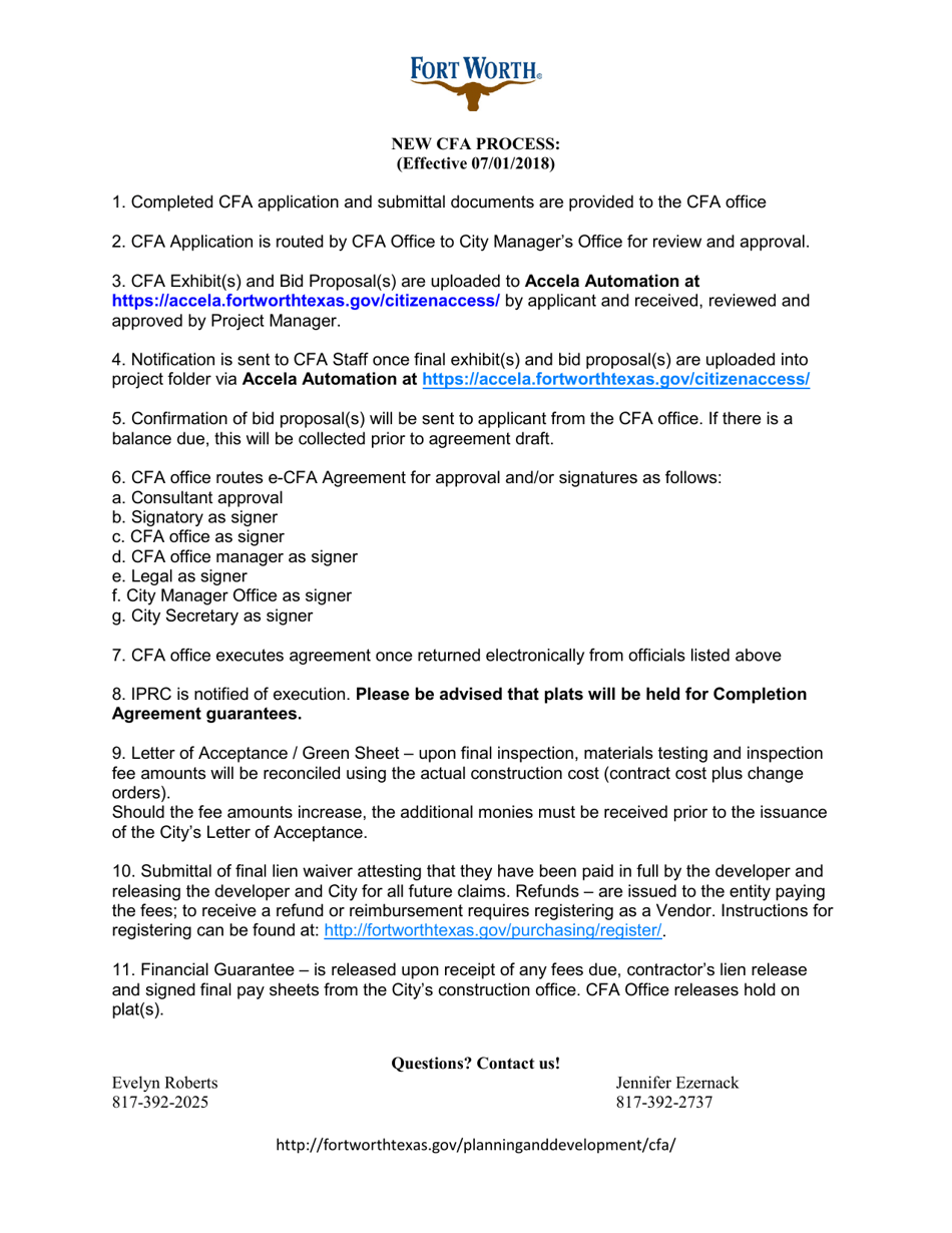 Community Facilities Agreement Application - City of Fort Worth, Texas, Page 6
