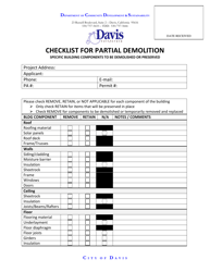&quot;Checklist for Partial Demolition&quot; - City of Davis, California