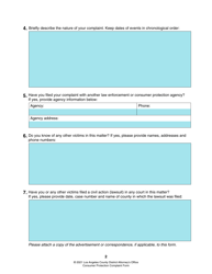 Consumer Protection Complaint Form - County of Los Angeles, California, Page 2