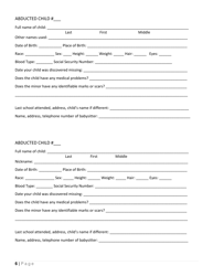 Child Abduction Questionnaire - County of Los Angeles, California, Page 6