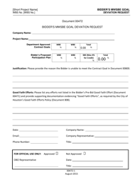 Document preview: Form 00472 Bidder's Mwsbe Goal Deviation Request - City of Houston, Texas