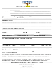 Document preview: Neighborhood Parade Application - City of Fort Worth, Texas