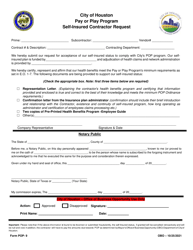Document preview: Form POP-9 Self-insured Contractor Request - Pay or Play Program - City of Houston, Texas