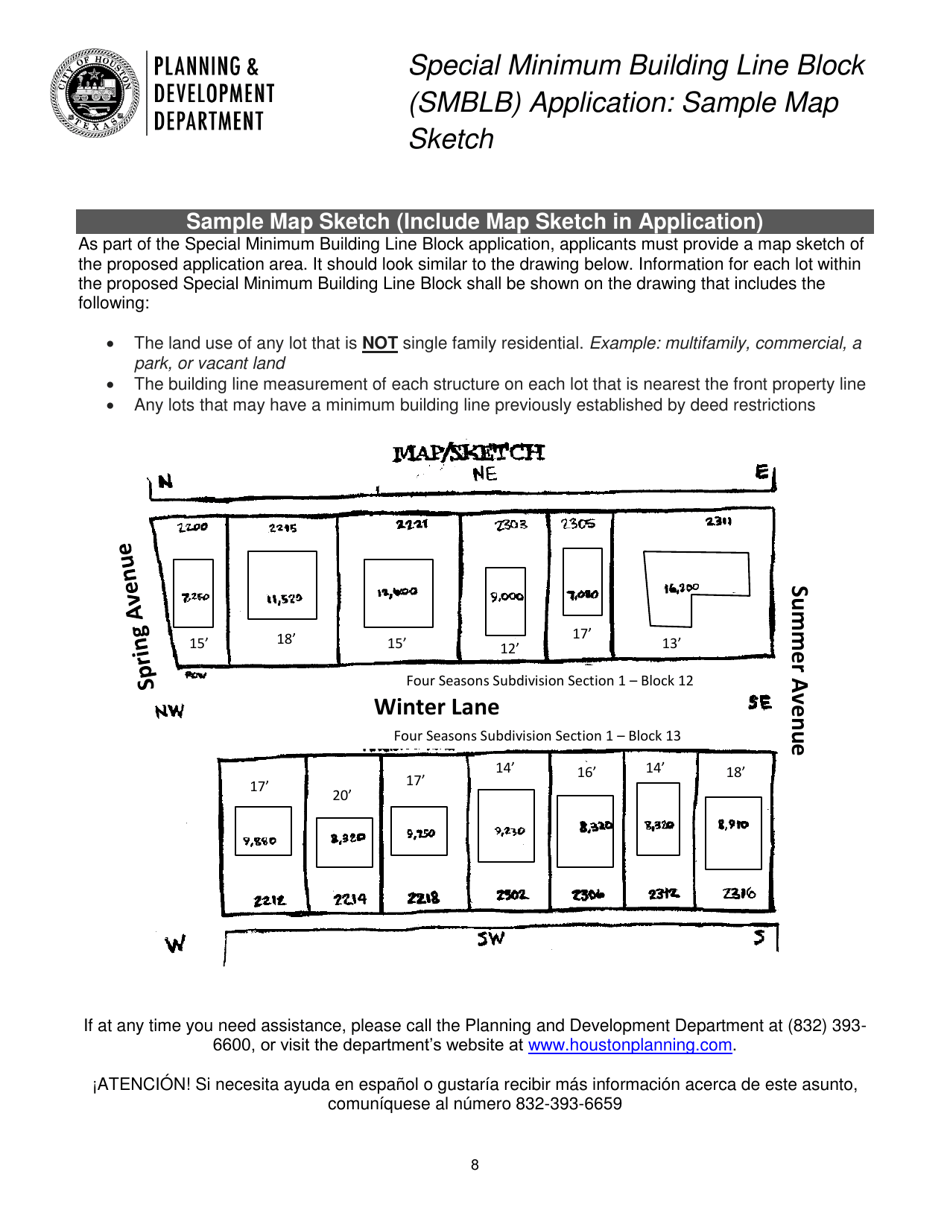 Special Minimum Building Line Block (Smblb) Application - City of Houston, Texas, Page 8