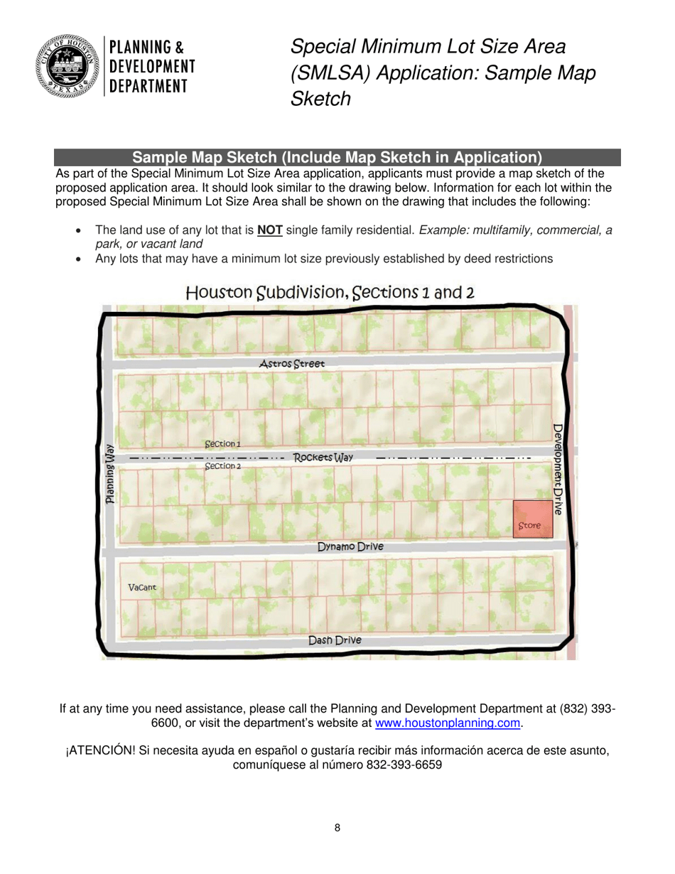 Special Minimum Lot Size Area (Smlsa) Application - City of Houston, Texas, Page 8