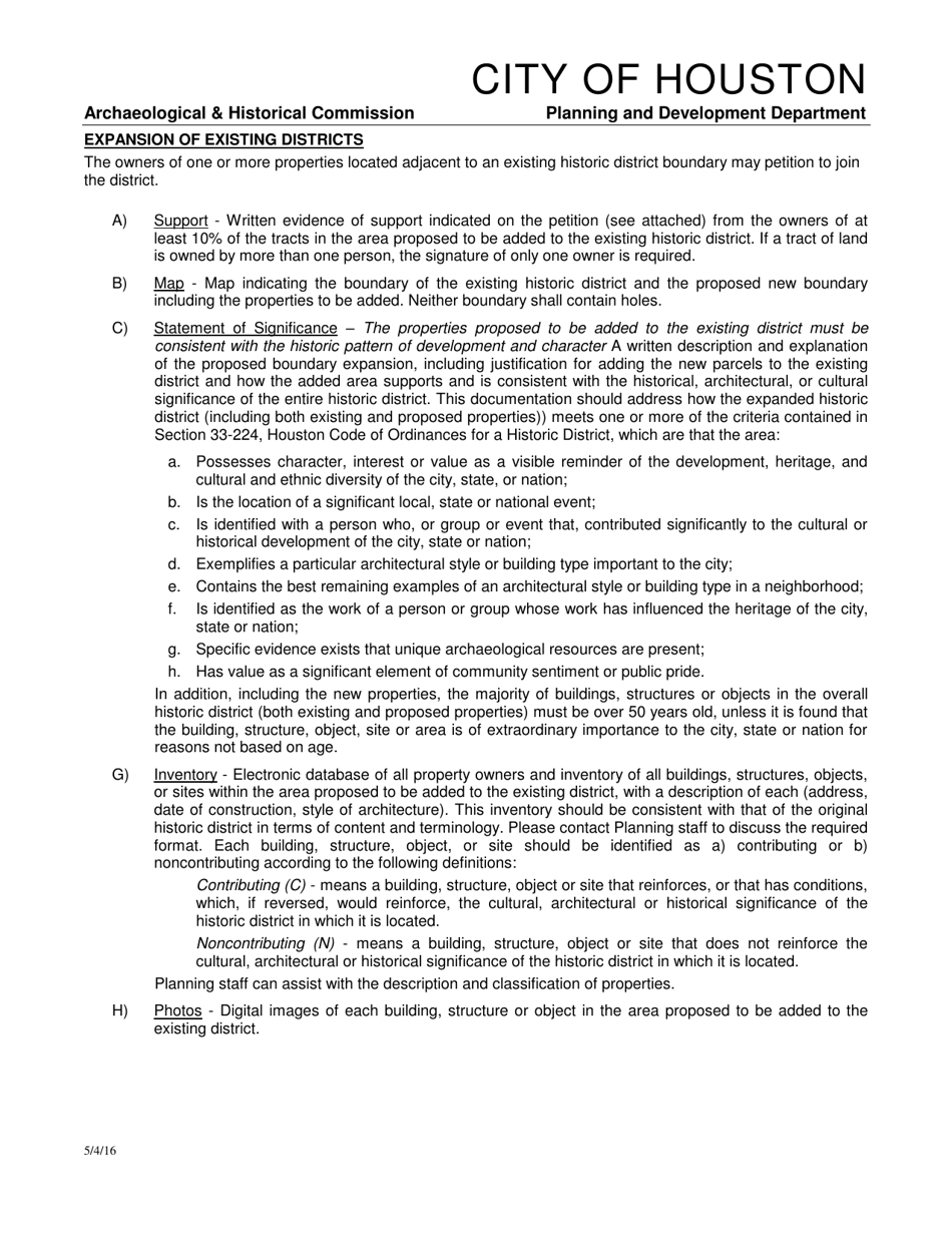 Historic District Designation Application - City of Houston, Texas, Page 3