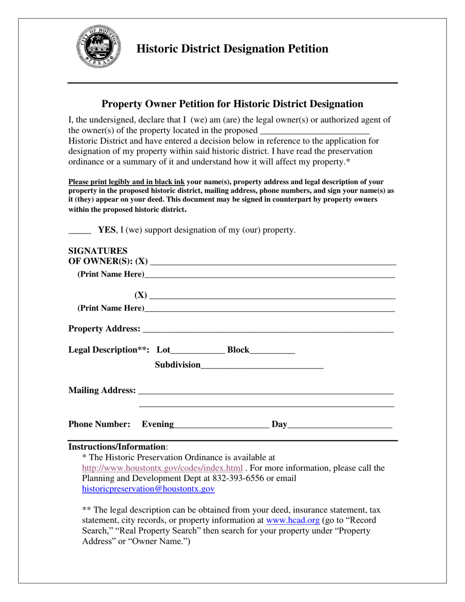 Historic District Designation Application - City of Houston, Texas, Page 4