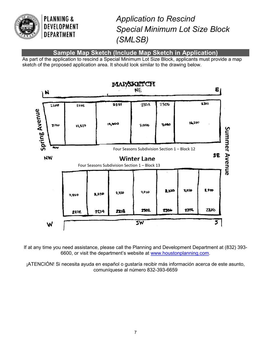 Application to Rescind Special Minimum Lot Size Block (Smlsb) - City of Houston, Texas, Page 7