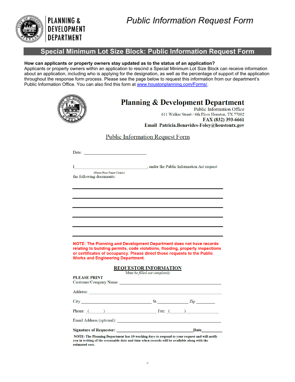 Application to Rescind Special Minimum Lot Size Block (Smlsb) - City of Houston, Texas, Page 8