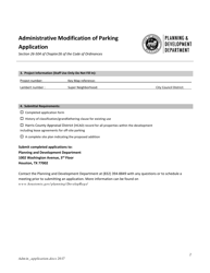 Administrative Modification of Parking Application - City of Houston, Texas, Page 2