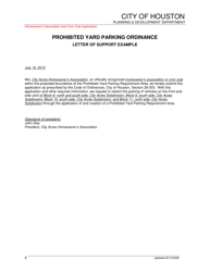 Prohibited Yard Parking Ordinance Application - Homeowner&#039;s Association and Civic Club - City of Houston, Texas, Page 4