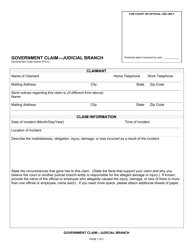 Document preview: Government Claim - Judicial Branch - County of Alameda, California