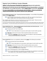 Document preview: Ability to Pay Document Checklist for Applicants - County of Alameda, California