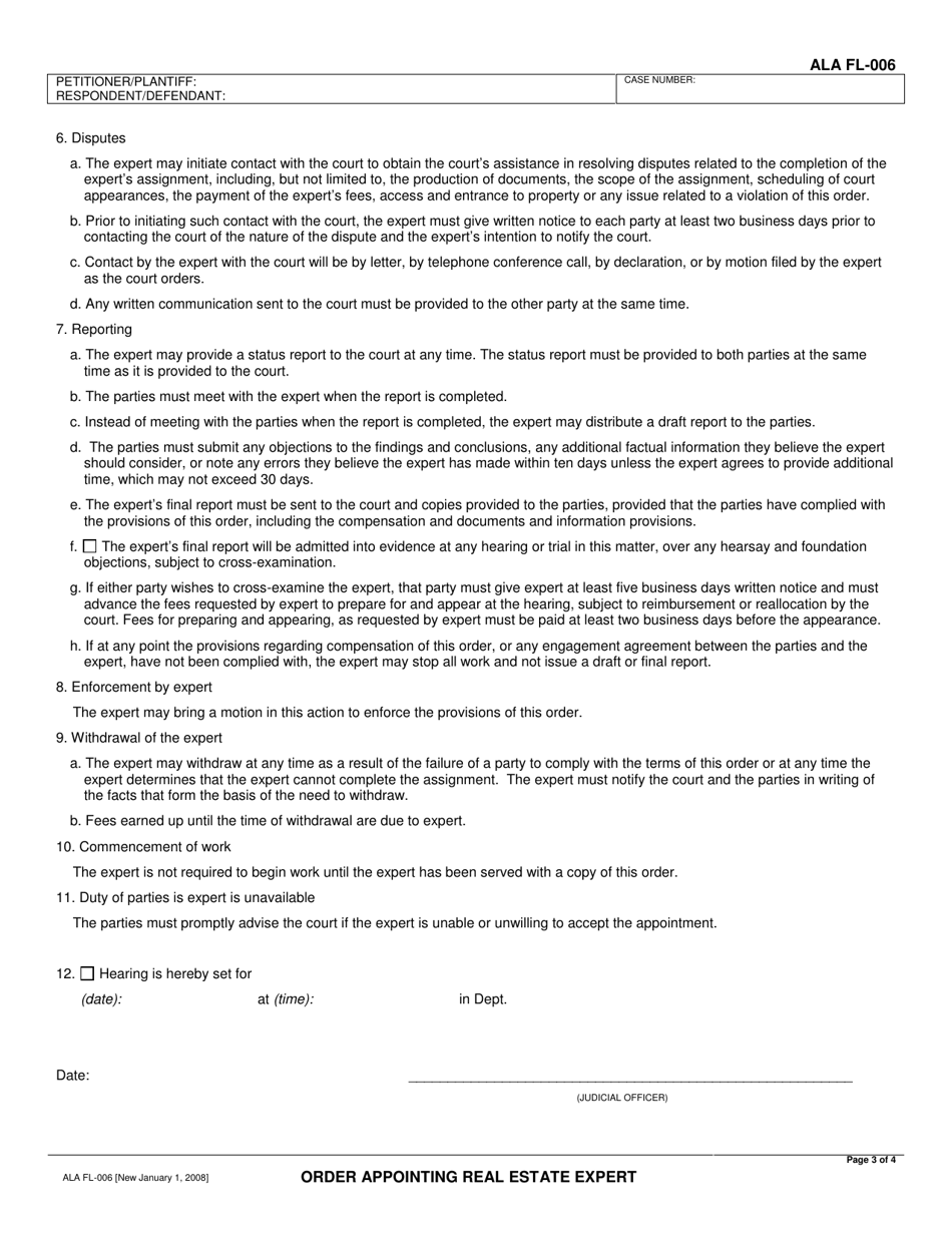 Form ALA FL-006 Order Appointing Real Estate Expert - County of Alameda, California, Page 3