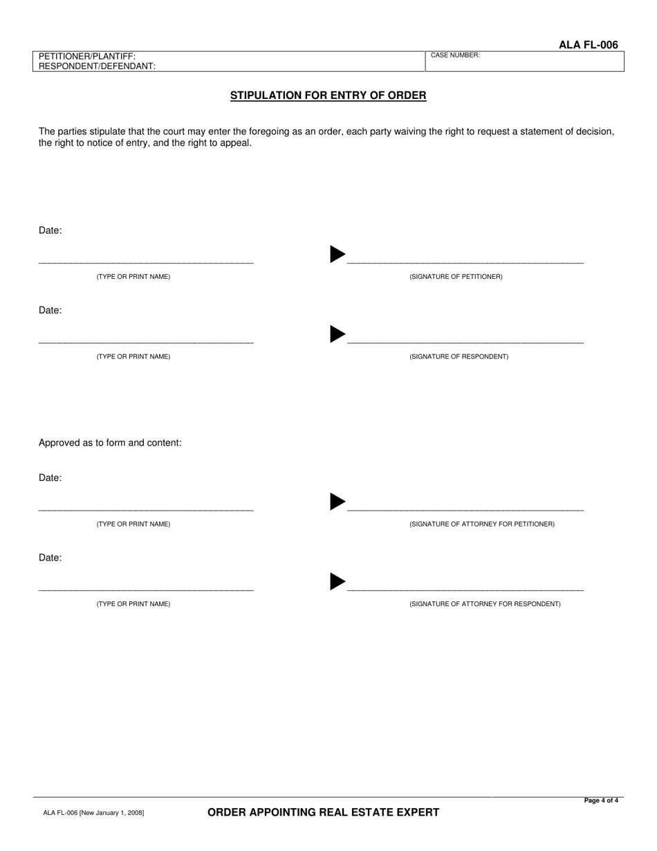 Form ALA FL-006 Order Appointing Real Estate Expert - County of Alameda, California, Page 4