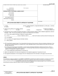 Document preview: Form ALA FL-037 Application and Order to Appear by Telephone - County of Alameda, California