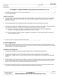 Form ALA FL-008 Attachment to Order Appointing Child Custody Evaluator - County of Alameda, California