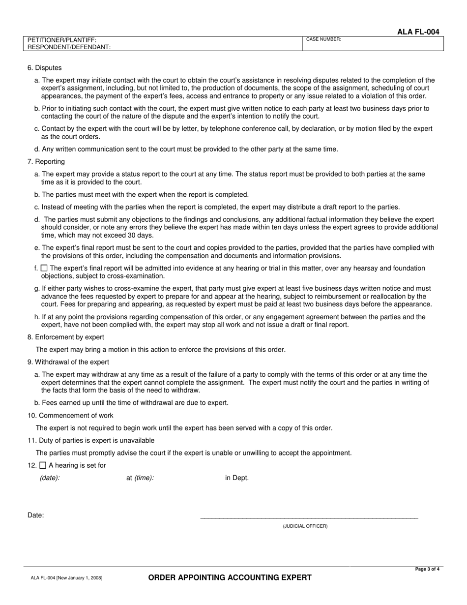 Form ALA FL-004 Order Appointing Accounting Expert - County of Alameda, California, Page 3