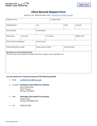 Document preview: Form HCA65-0004 Client Records Request Form - Washington
