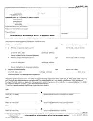 Document preview: Form ALA ADOPT-065 Agreement of Adoption of Adult or Married Minor - County of Alameda, California