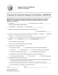 Document preview: Formulario ALA-INT-001 Formulario De Solicitud De Interprete (Civil/Familiar) - County of Alameda, California (Spanish)