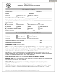 Document preview: Request for Leave or Notification of Absence - City of Petaluma, California