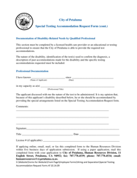 Special Testing Accommodation Request Form - City of Petaluma, California, Page 2