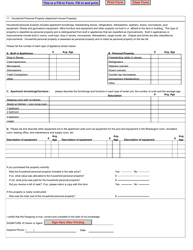 Form 111-1009-144 Apartment/Household Personal Property Questionnaire - County of Alameda, California, Page 2