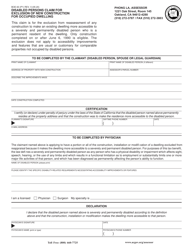 Form BOE-63 Disabled Persons Claim for Exclusion of New Construction for Occupied Dwelling - County of Alameda, California, Page 5