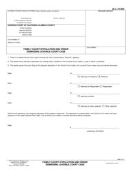 Document preview: Form ALA JV-004 Family Court Stipulation and Order Dismissing Juvenile Court Case - County of Alameda, California
